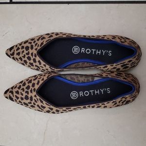 Rothy's Little Cat Animal Print Pointed-Toe Flats